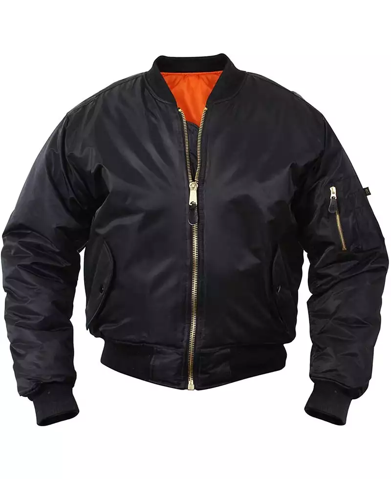 Jake Men's MA-1 Lightweight Flight Jacket in Black - Flying Bomber for Men