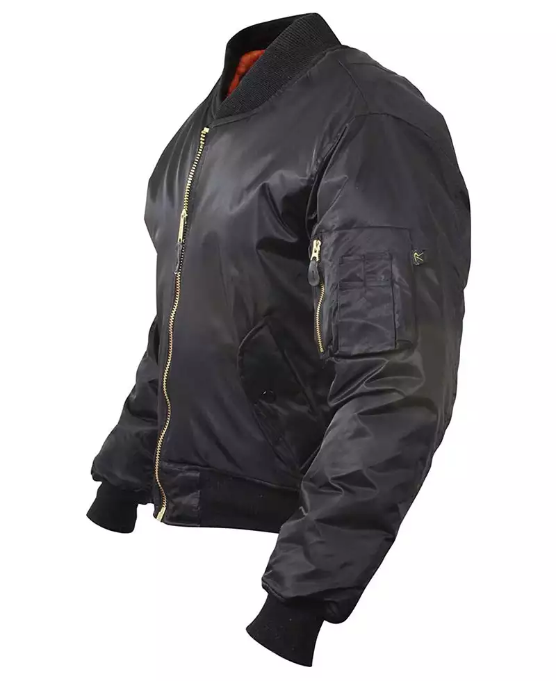 Jake Men's MA-1 Lightweight Flight Jacket in Black - Flying Bomber for Men