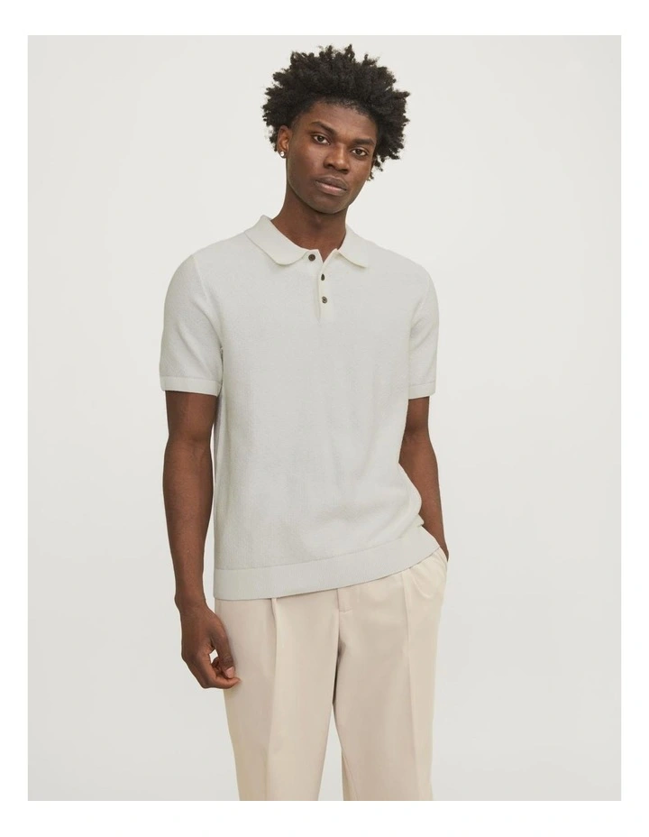 Jprblusandri Knit Polo Shirt in Cloud Dancer