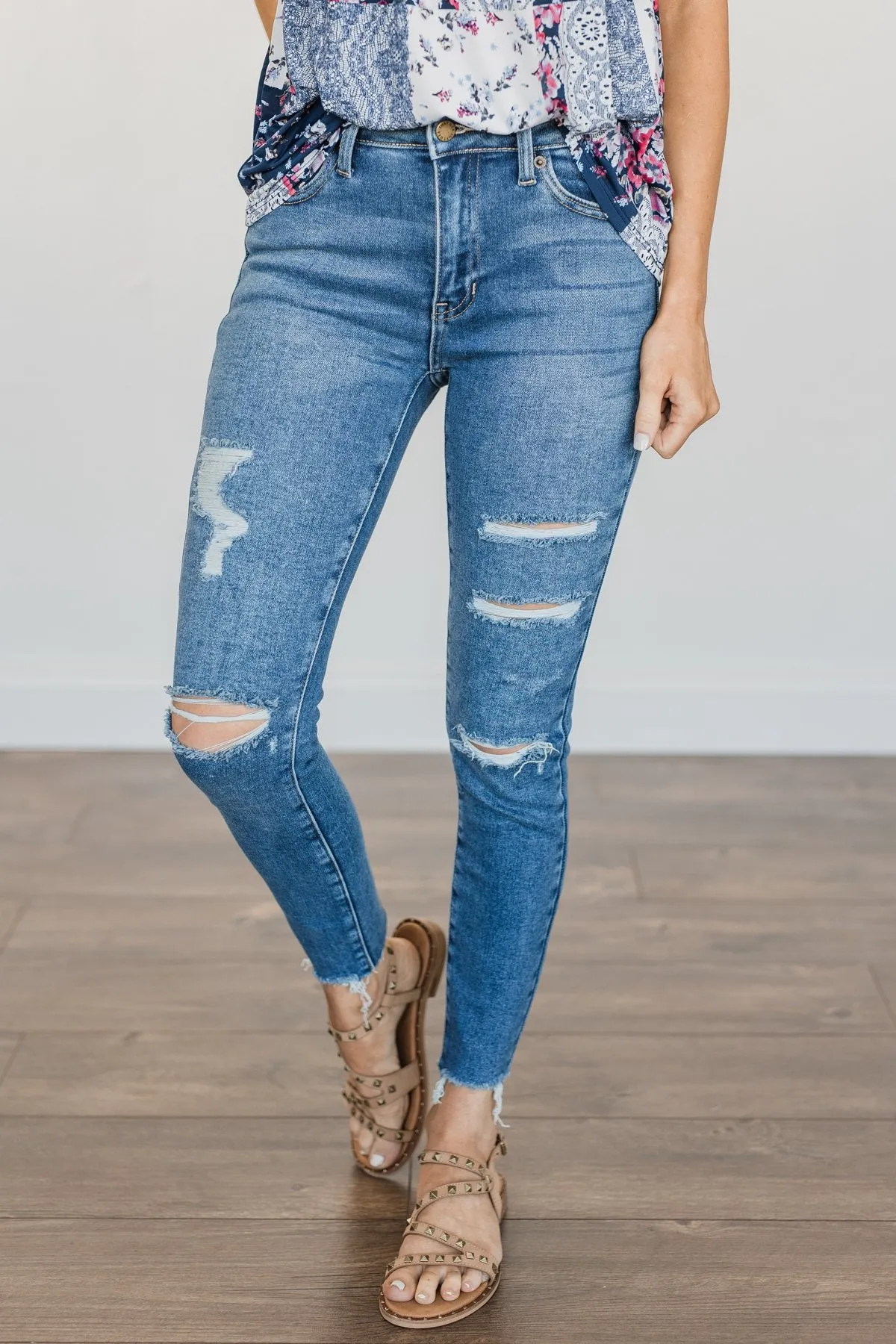 Just USA Distressed Skinny Jeans- Lennox Wash