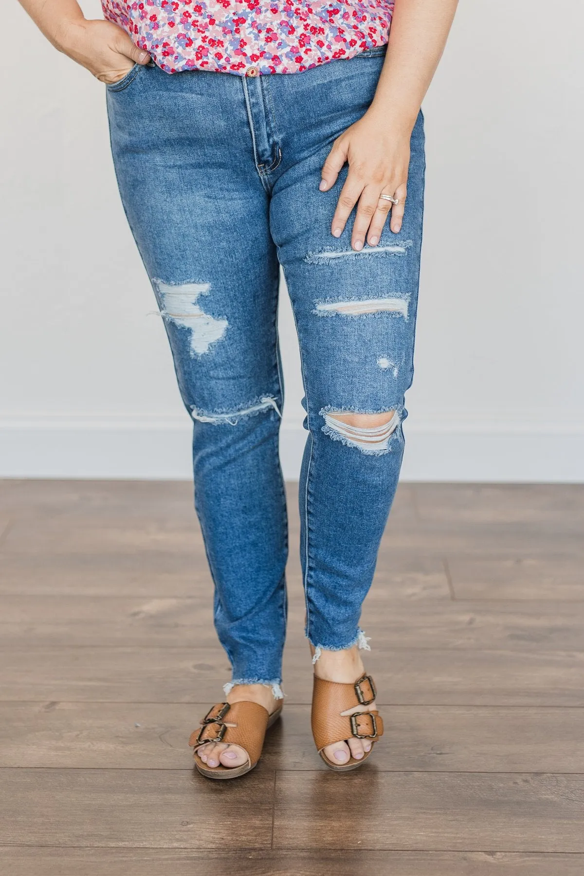 Just USA Distressed Skinny Jeans- Lennox Wash