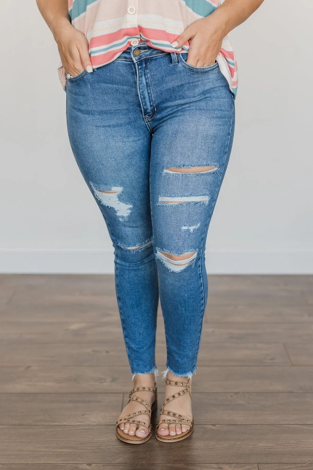 Just USA Distressed Skinny Jeans- Lennox Wash