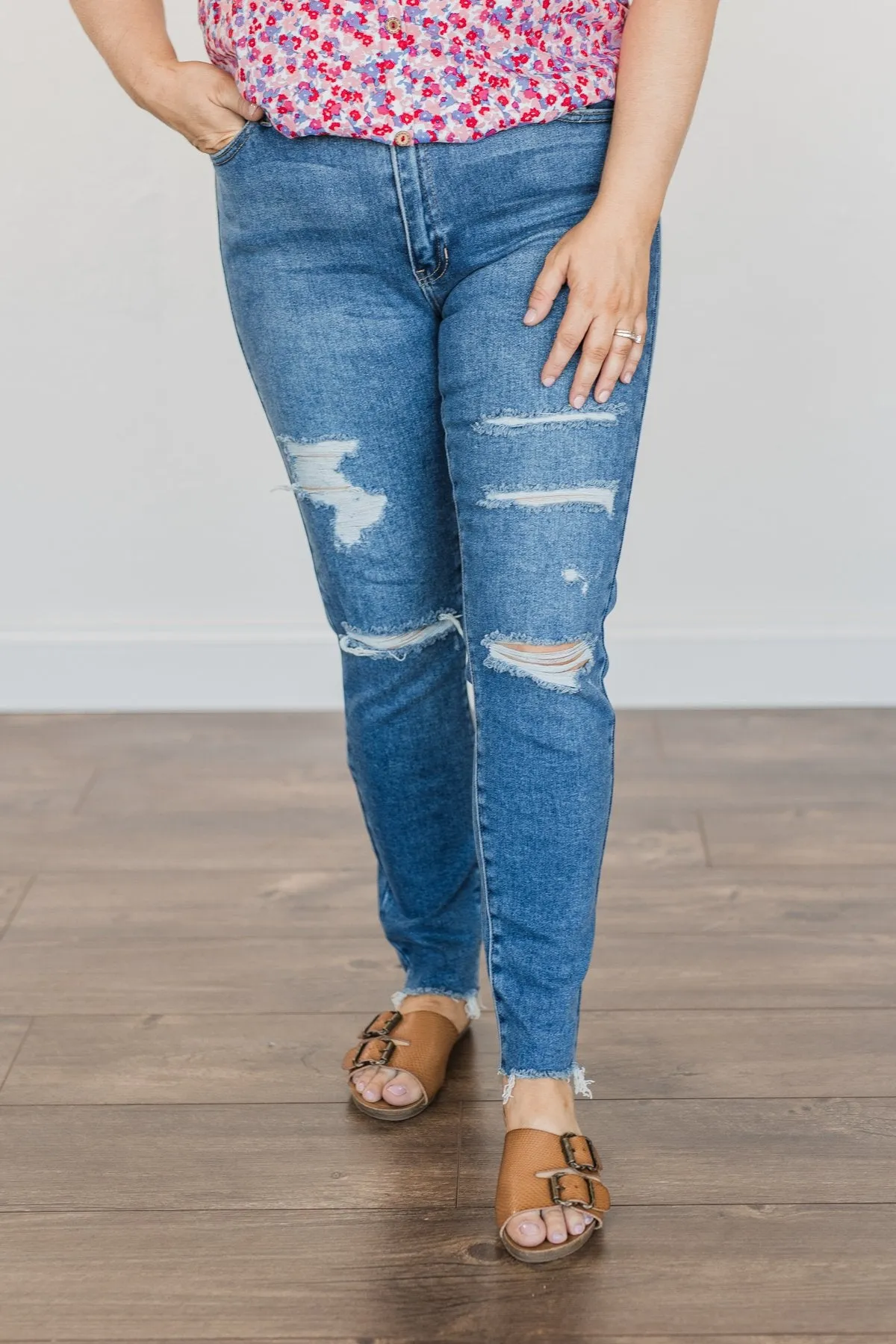 Just USA Distressed Skinny Jeans- Lennox Wash