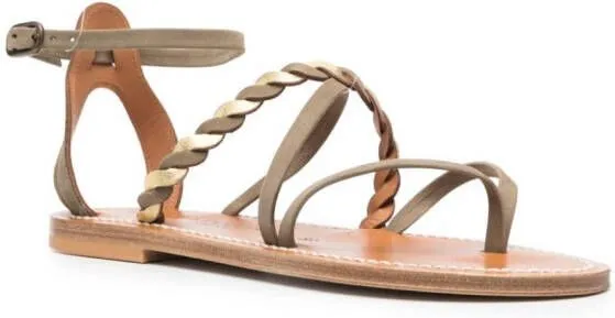 K. Jacques braid-detail calf-leather sandals Green