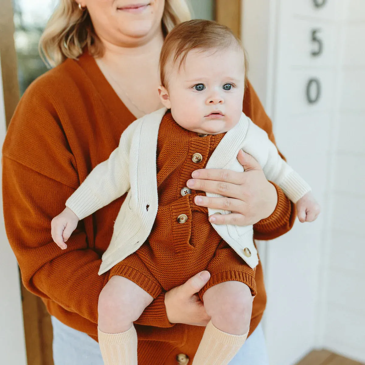 Knit Button-Up Sweater - Cloud