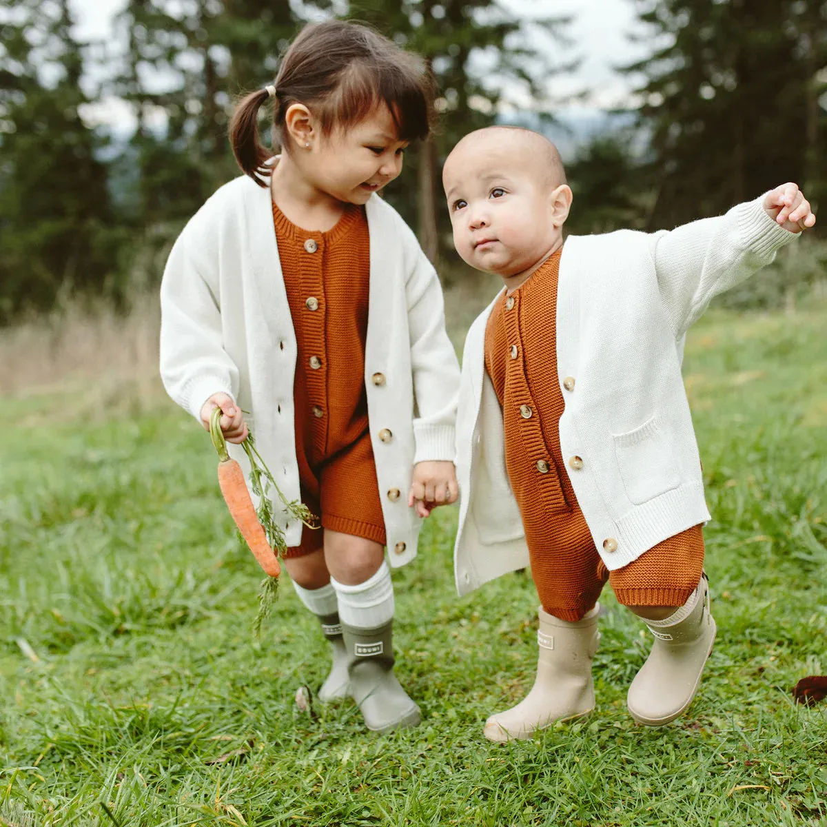 Knit Button-Up Sweater - Cloud