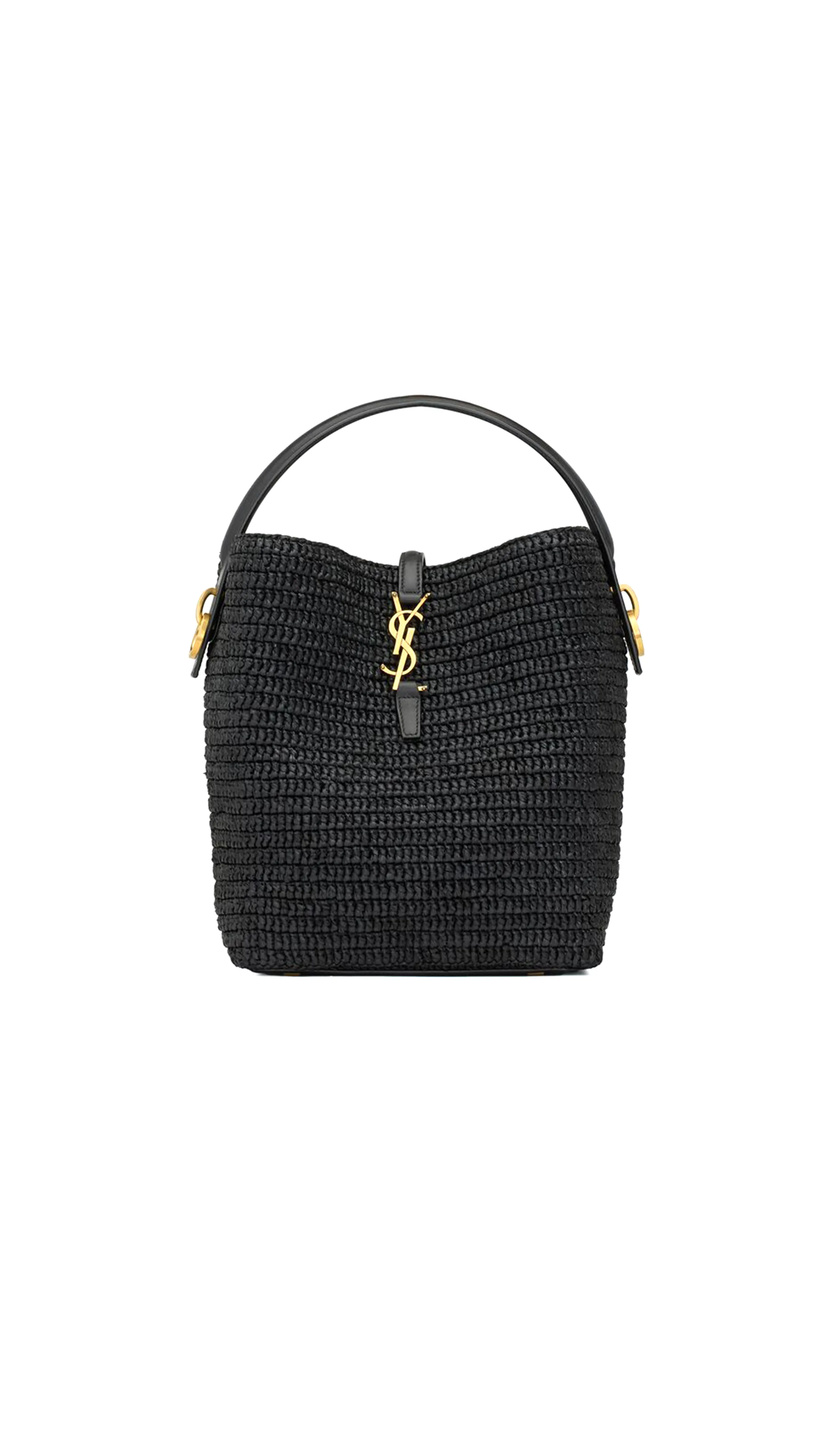 Le 37 in Woven Raffia and Vegetable-tanned Leather - Black