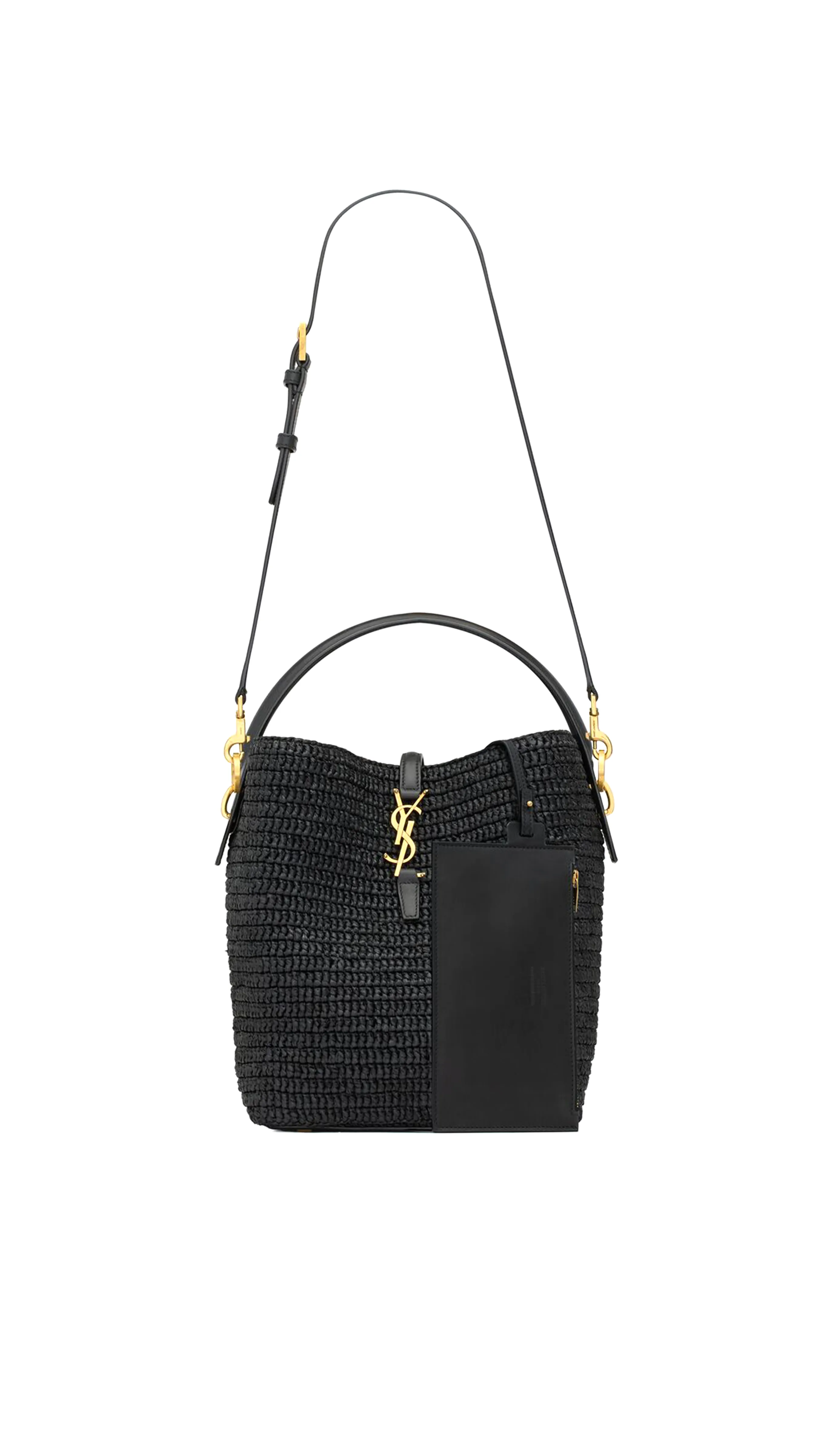 Le 37 in Woven Raffia and Vegetable-tanned Leather - Black