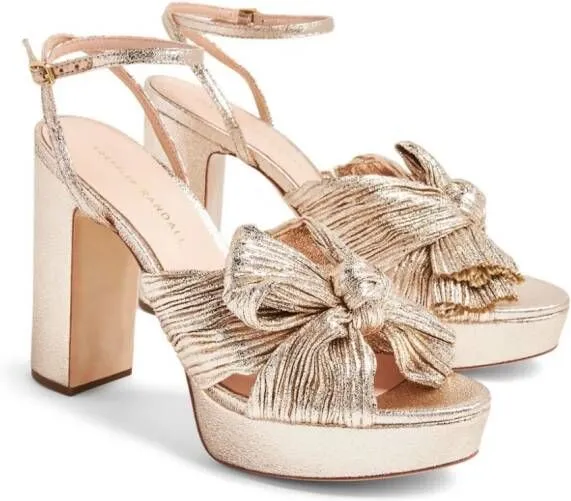 Loeffler Randall Natalia 115mm plissé-lamé sandals Neutrals