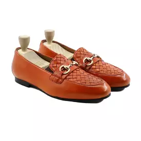 Malmo - Men's Tan Calf And Handmade Woven Leather Loafer