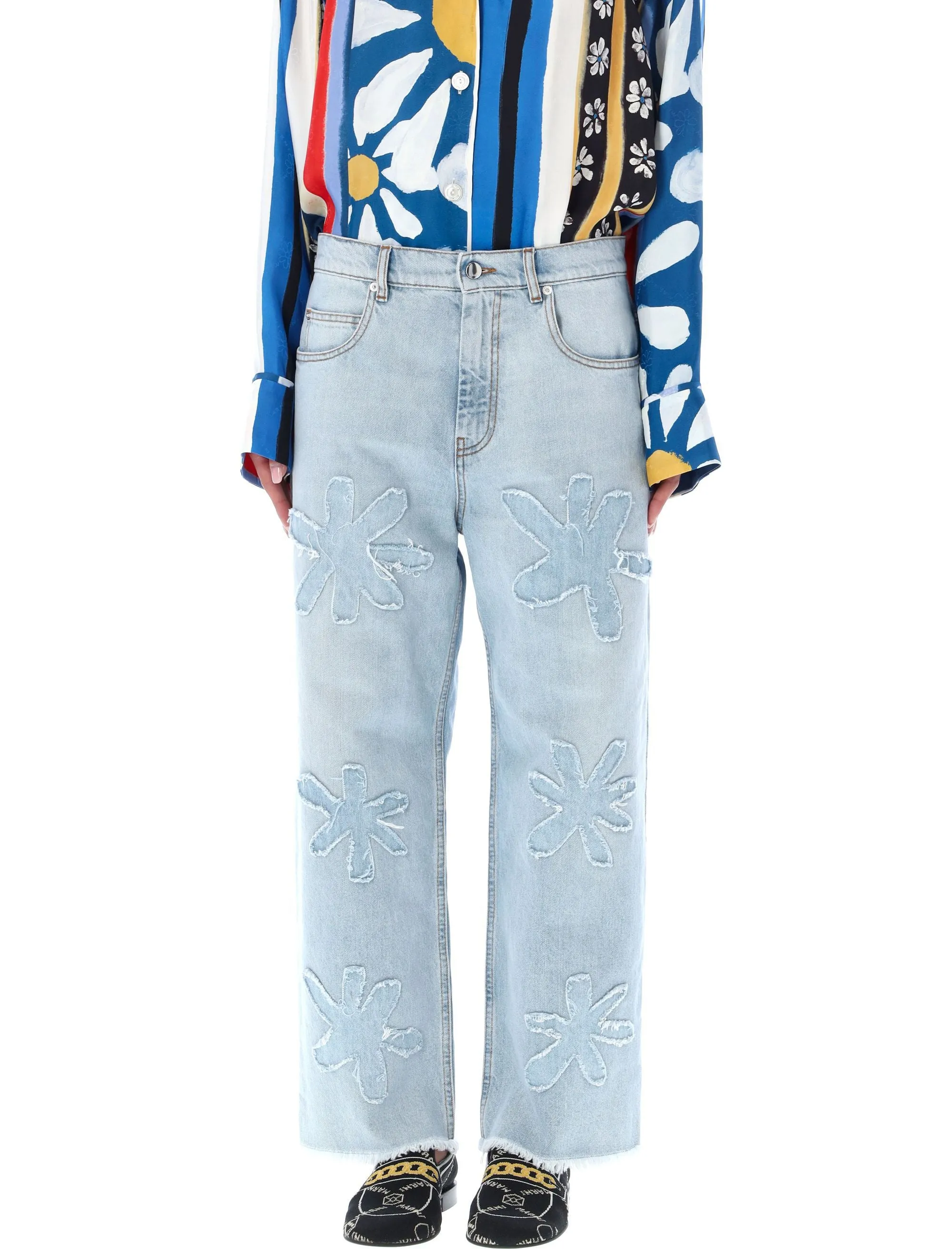 Marni Daisy Bleached Low Waist Jeans