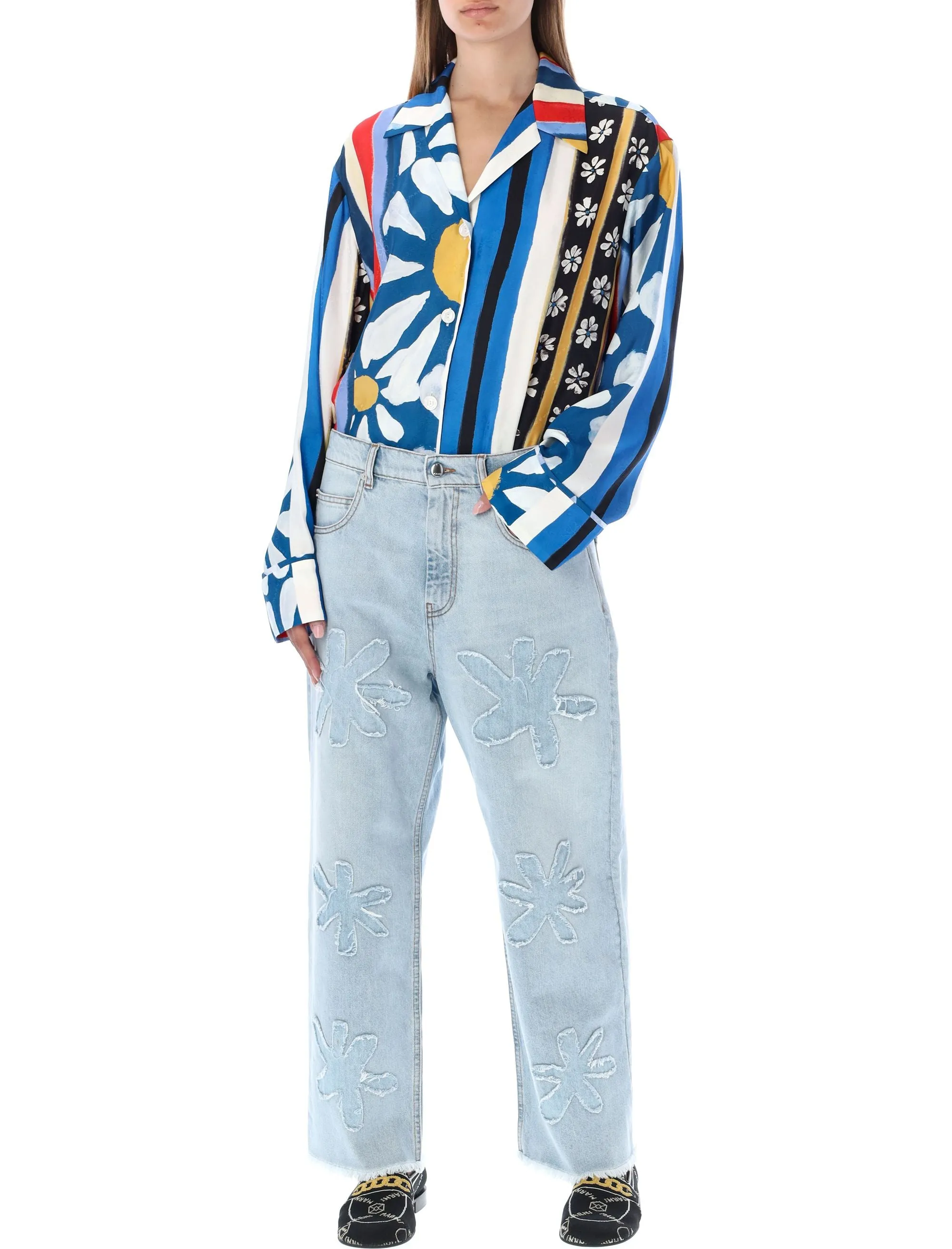 Marni Daisy Bleached Low Waist Jeans