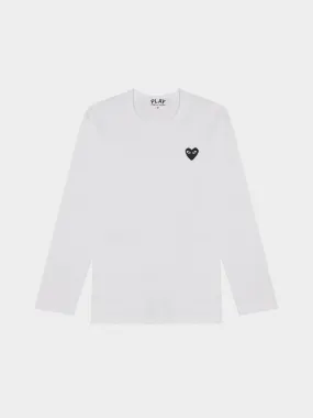 Men Black Heart Play Long Sleeve, White