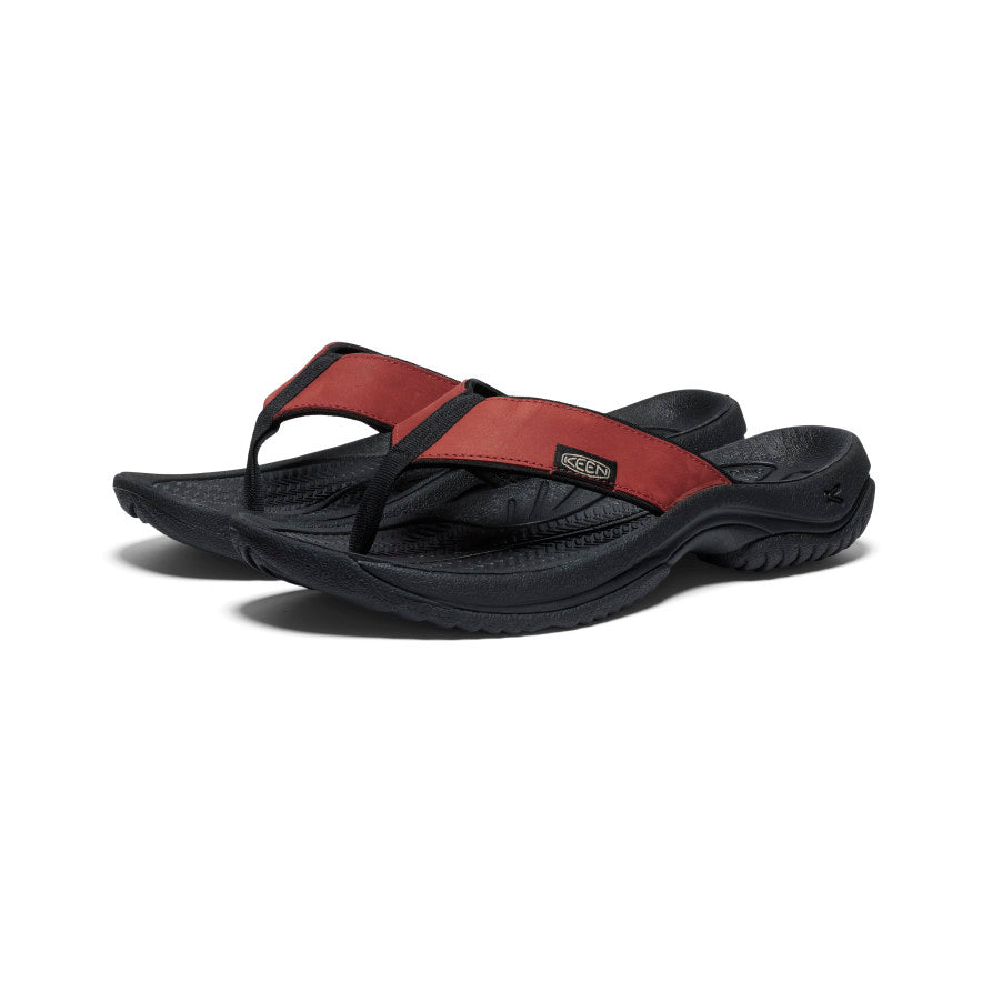 Men's Kona Leather Flip-Flop  |  Fired Brick/Black