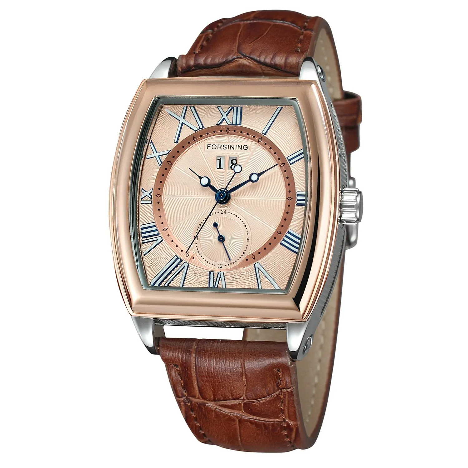 Men's Luxury Square Genuine Leather Automatic Mechanical Wristwatch