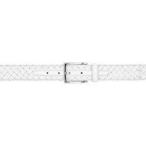 Mezlan AO11528 White Woven Calf-Skin Leather Men's Belt (MZB1231)