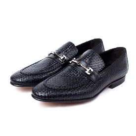 MORESCHI - Cuba Woven kangaroo leather Loafer - Black