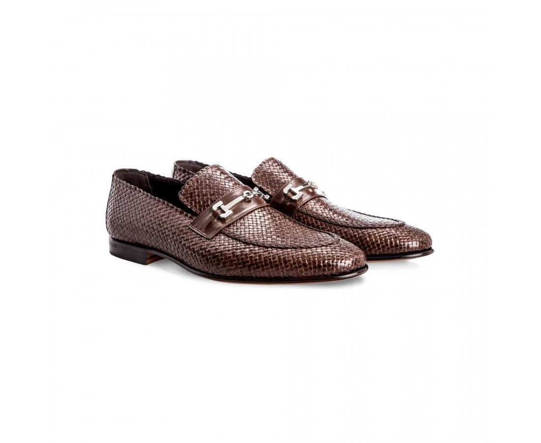 MORESCHI - Cuba Woven kangaroo leather loafers - Brown