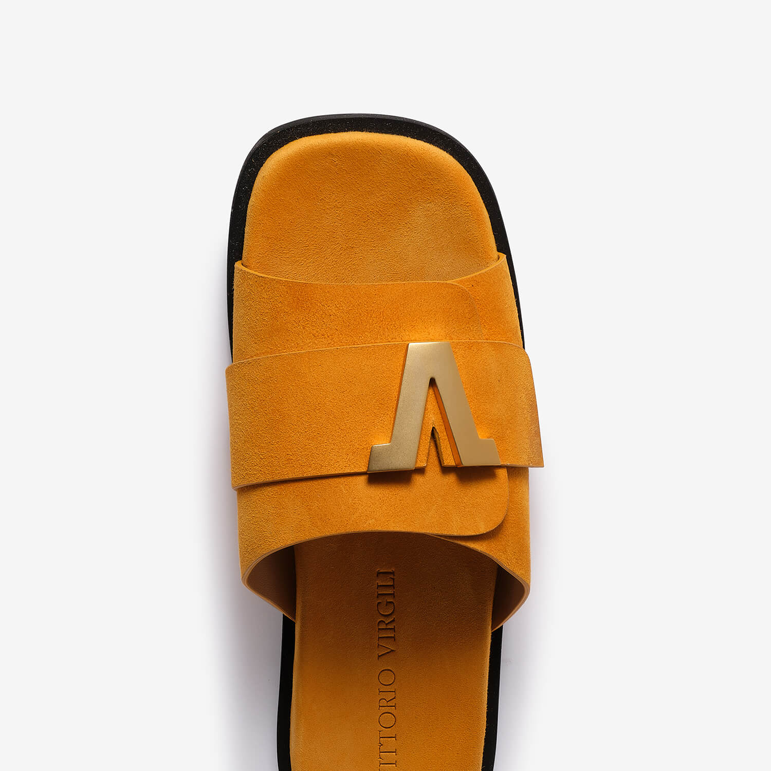 Mustard women's suede slide sandal