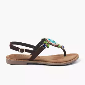 Naomi Suede Dames Sandalen Brown Multi