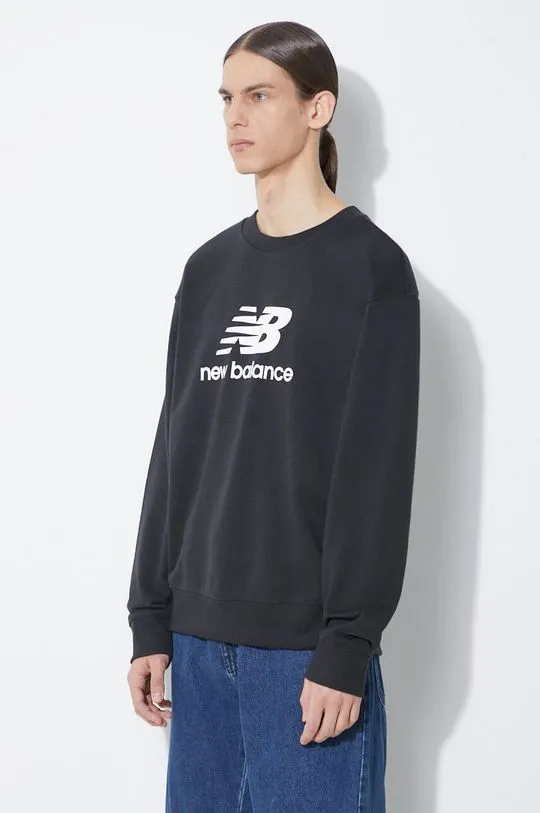 New Balance sweatshirt Stacked Logo French men's black color with a print MT41500BK