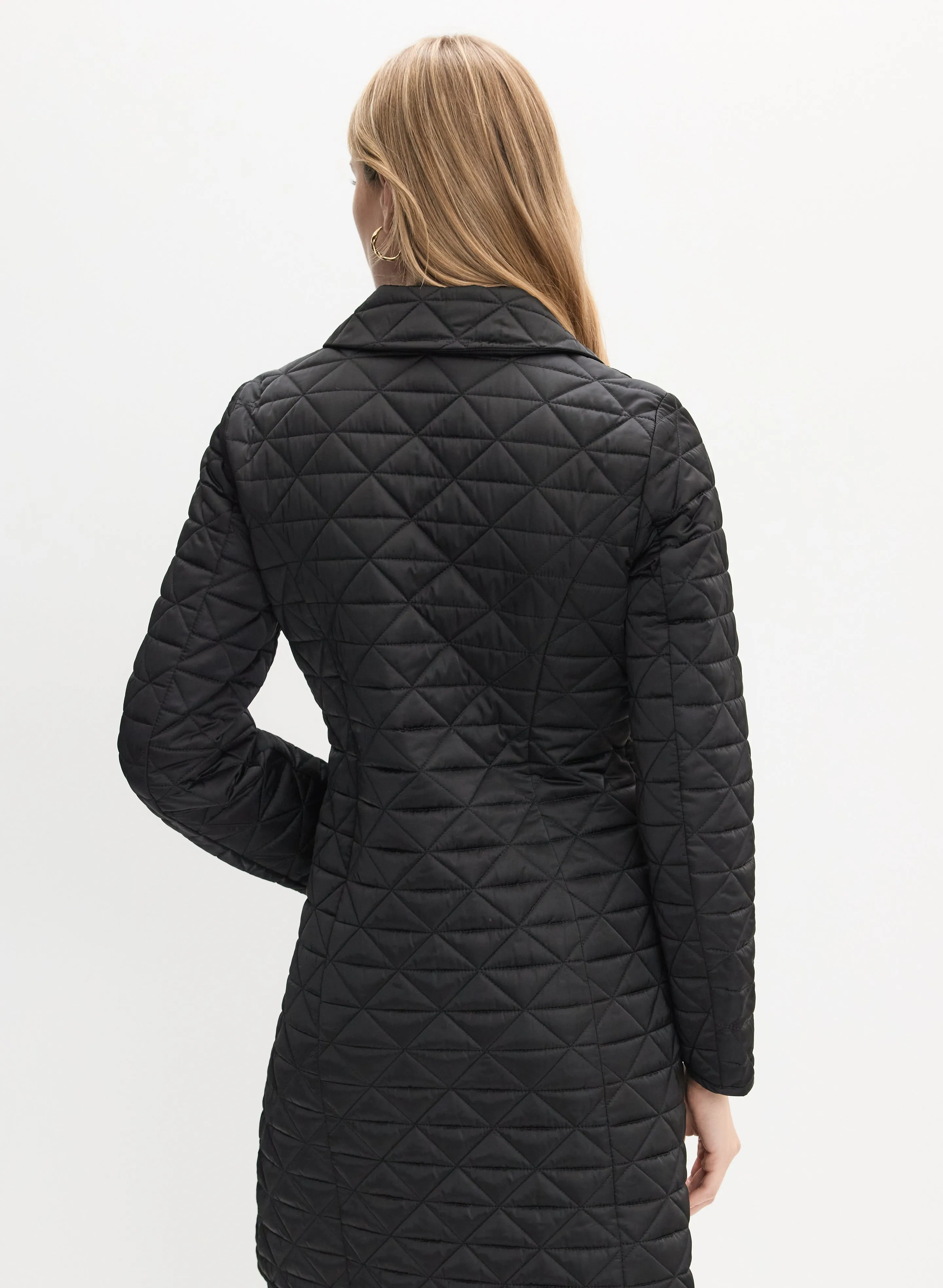 Notch Collar Diamond Quilt Coat