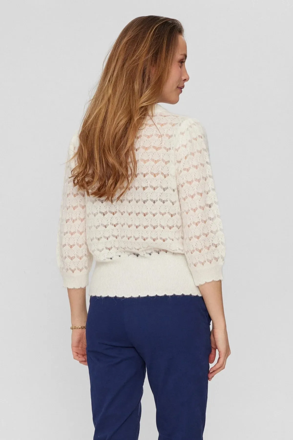 Numph Nurietta Pointelle Knit in Cloud Dancer