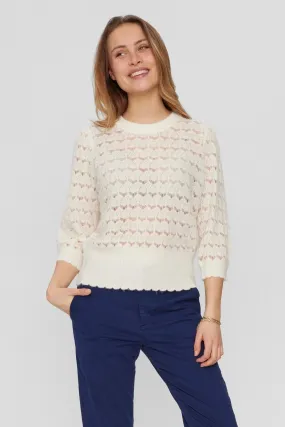 Numph Nurietta Pointelle Knit in Cloud Dancer