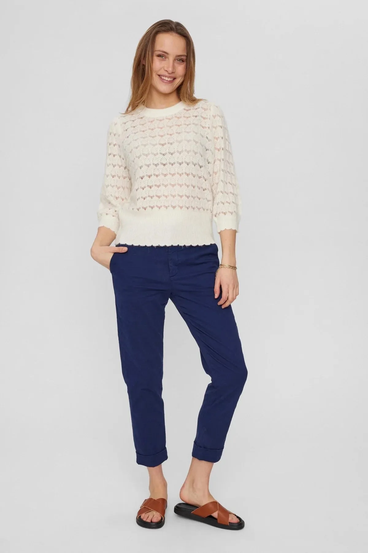 Numph Nurietta Pointelle Knit in Cloud Dancer