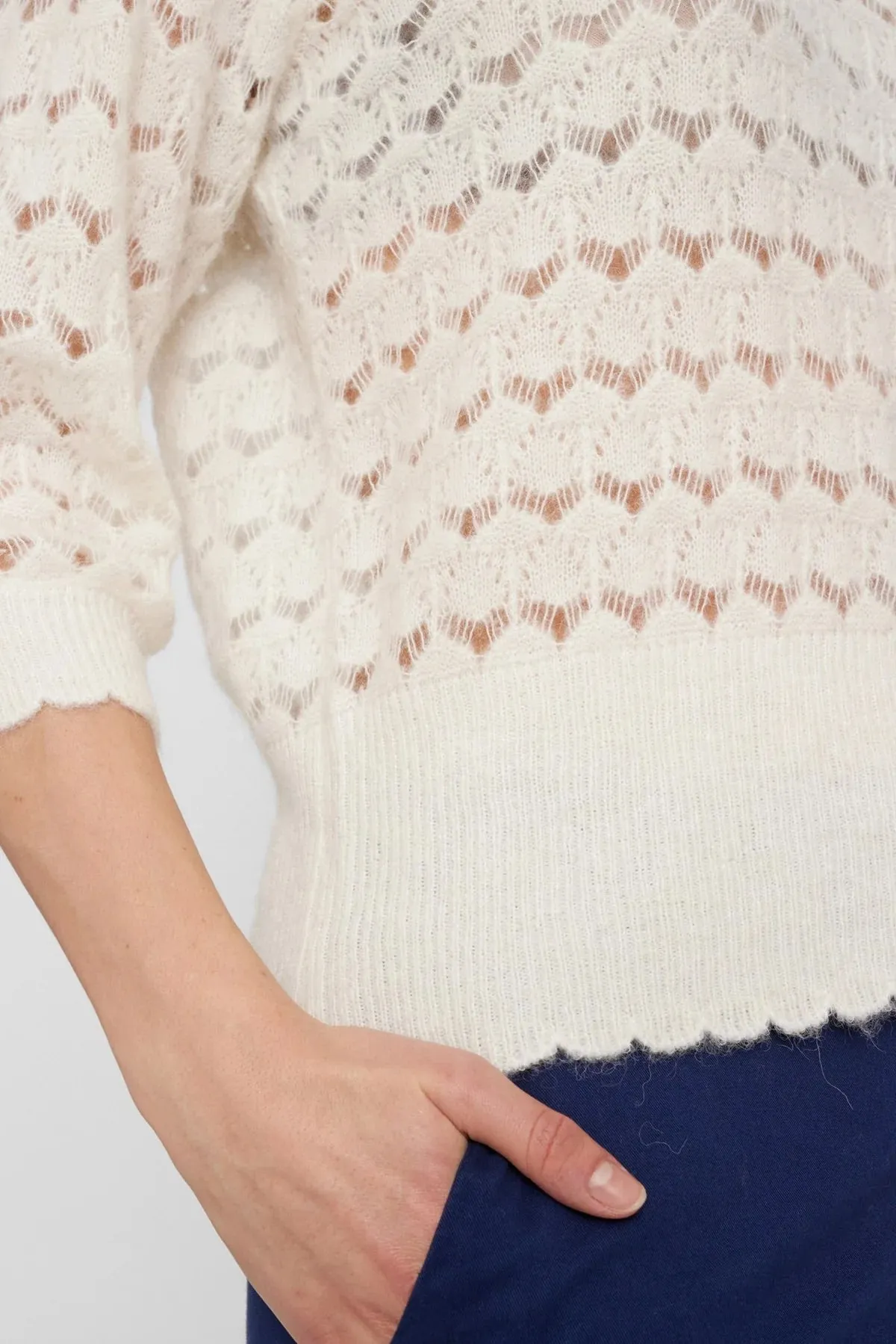 Numph Nurietta Pointelle Knit in Cloud Dancer