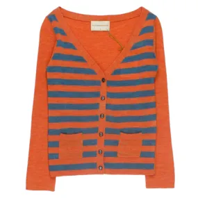 Olive & Orange By Orla Kiely Tomato & Sea Stripe Cardigan