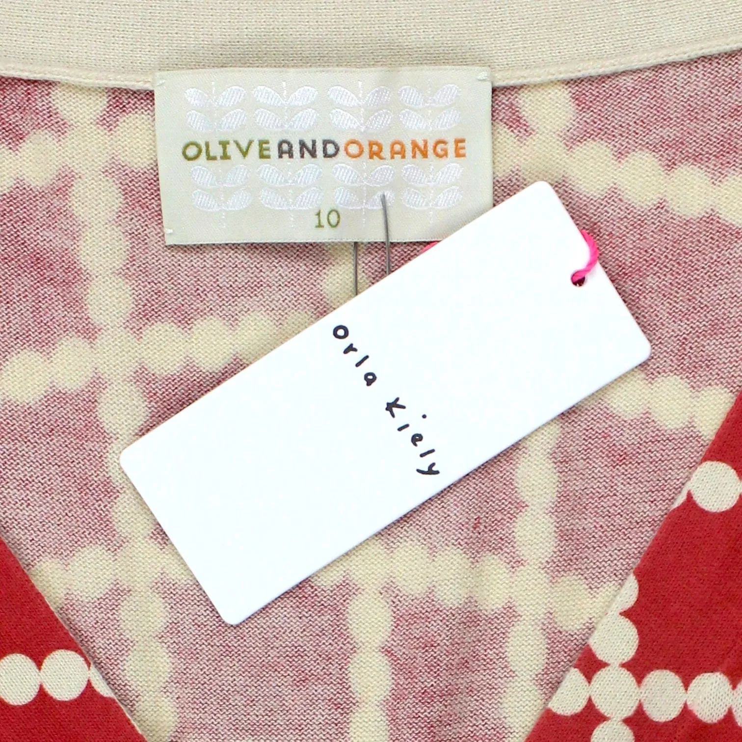 Olive & Orange Red Grid Dot Cardigan