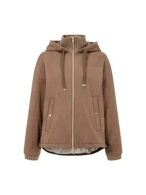 Overseas Station Season Big Chance 8 18 Women s Soft Suede Hooded Zip up Jacket Brown 270214