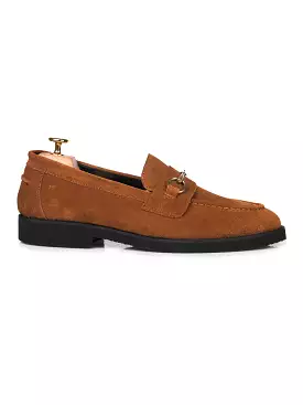 Penny Loafer Horsebit Buckle - Brown Suede Leather (Crepe Sole)