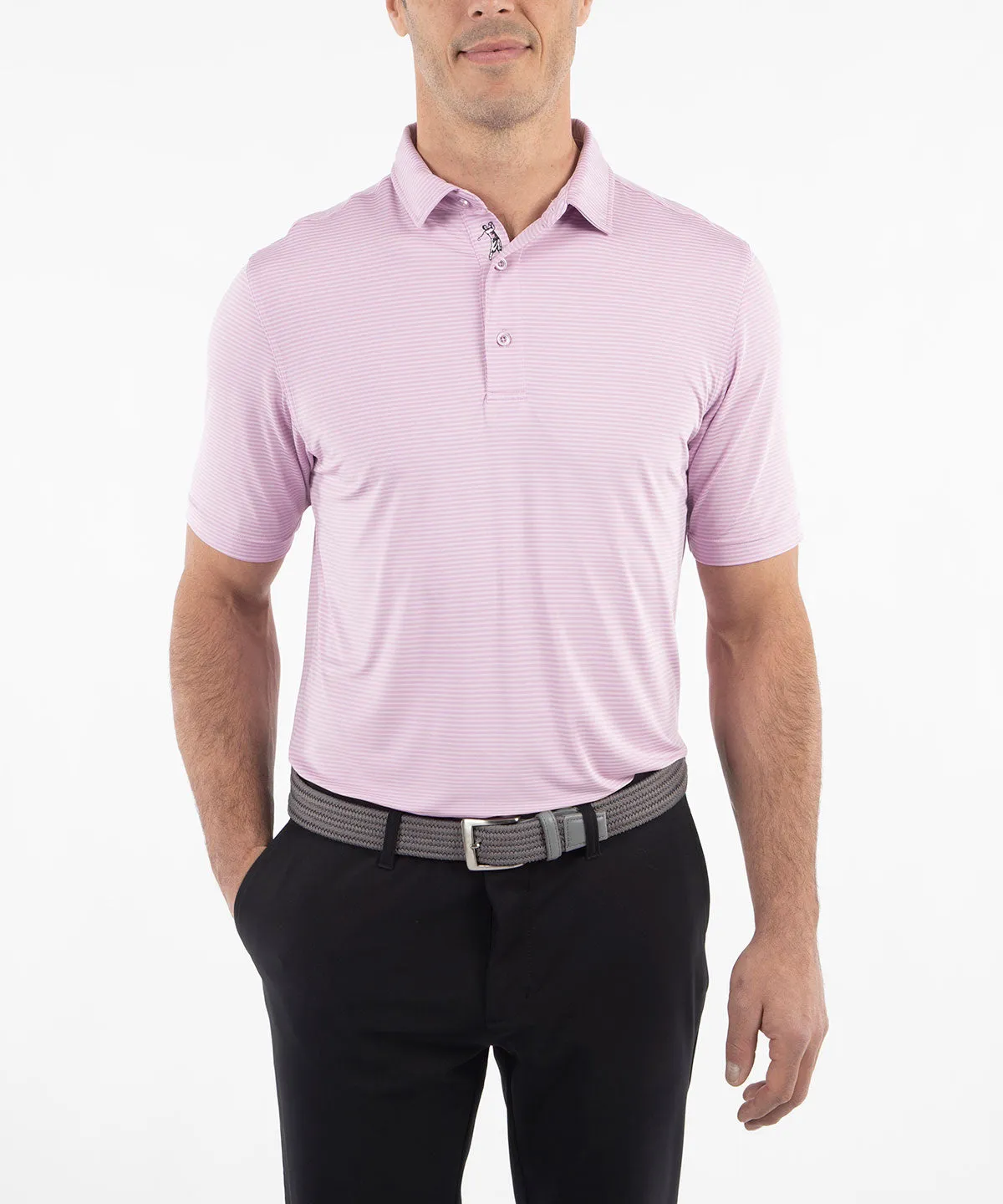 Performance Jersey Mini Tonal Feed Stripe Polo