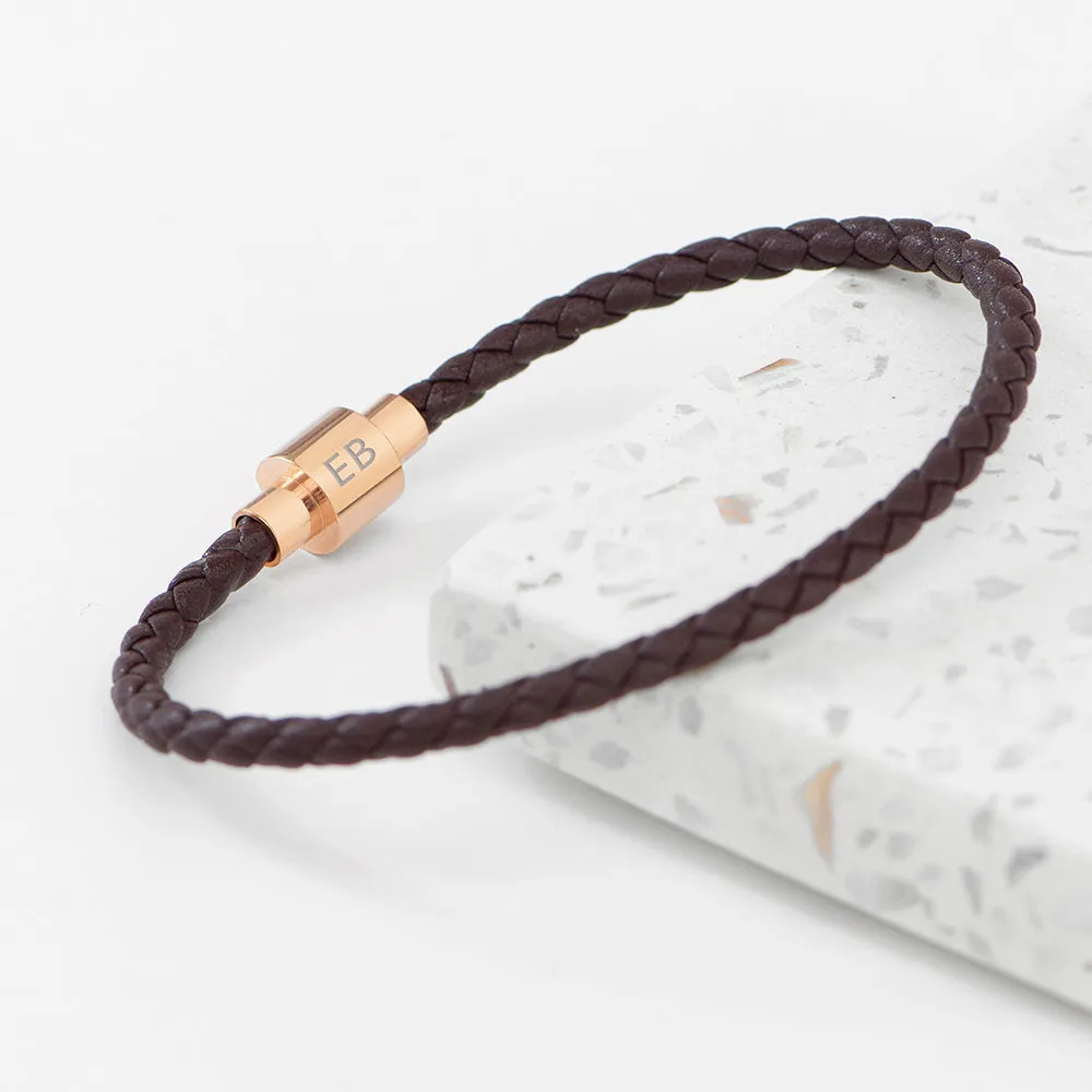 Personalised Men's Anchor Woven Leather Bracelet