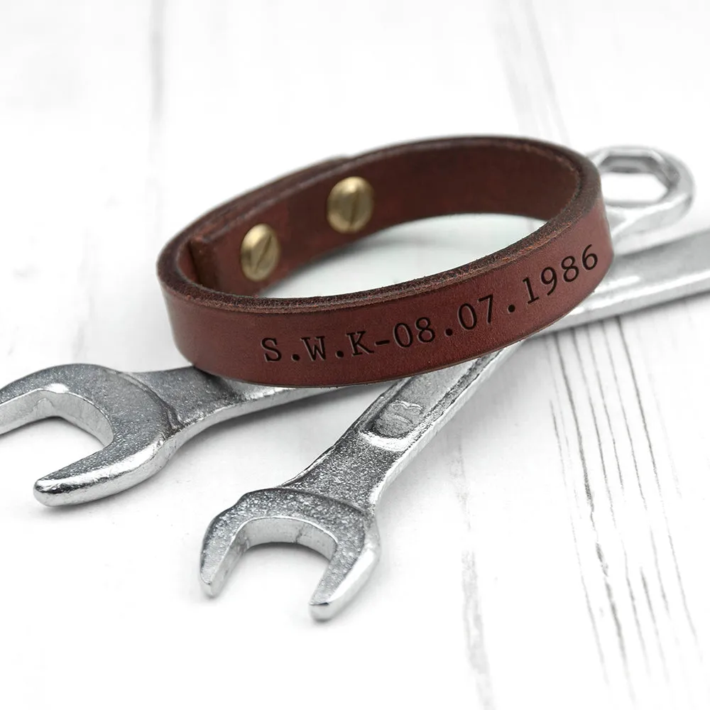 Personalised Men's Brown Leather Bracelet