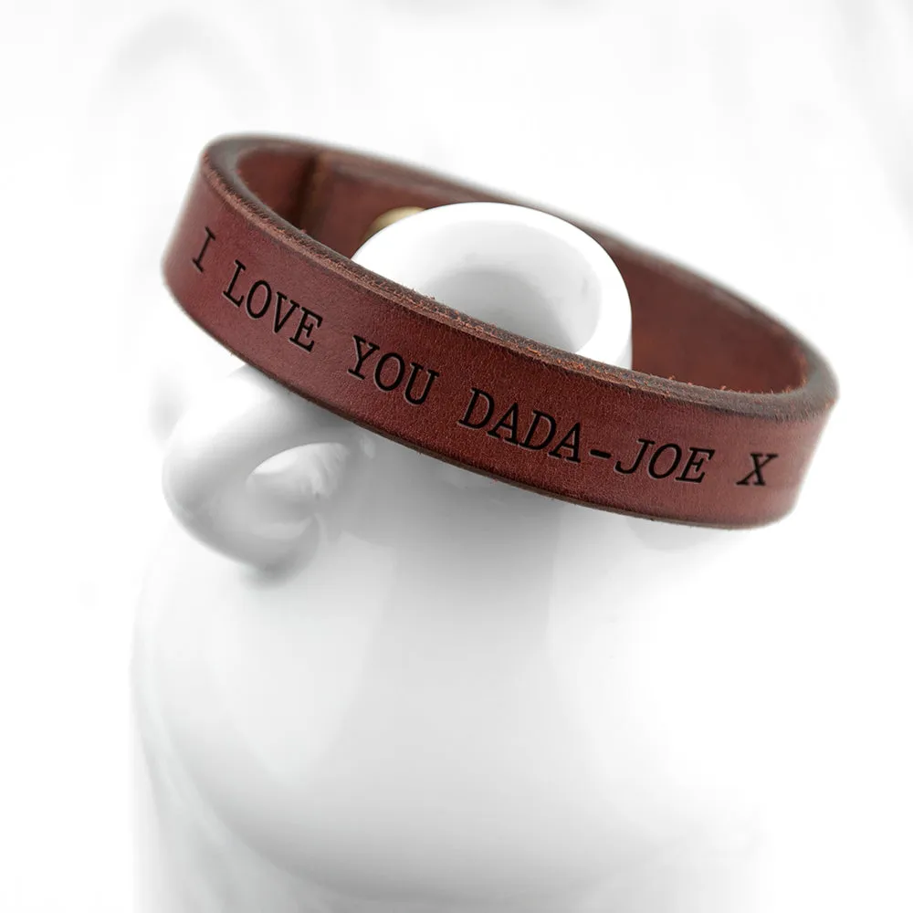 Personalised Men's Brown Leather Bracelet