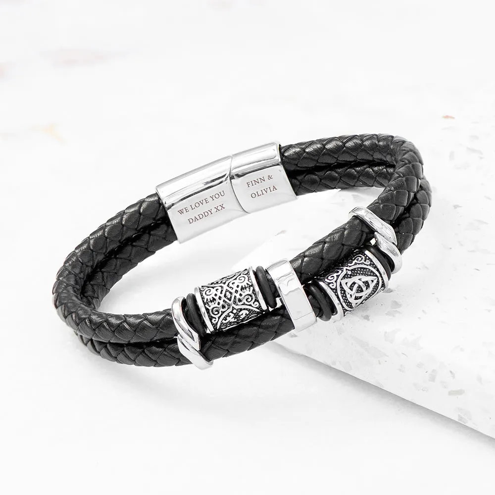 Personalised Men's Celtic Knot Leather Bracelet