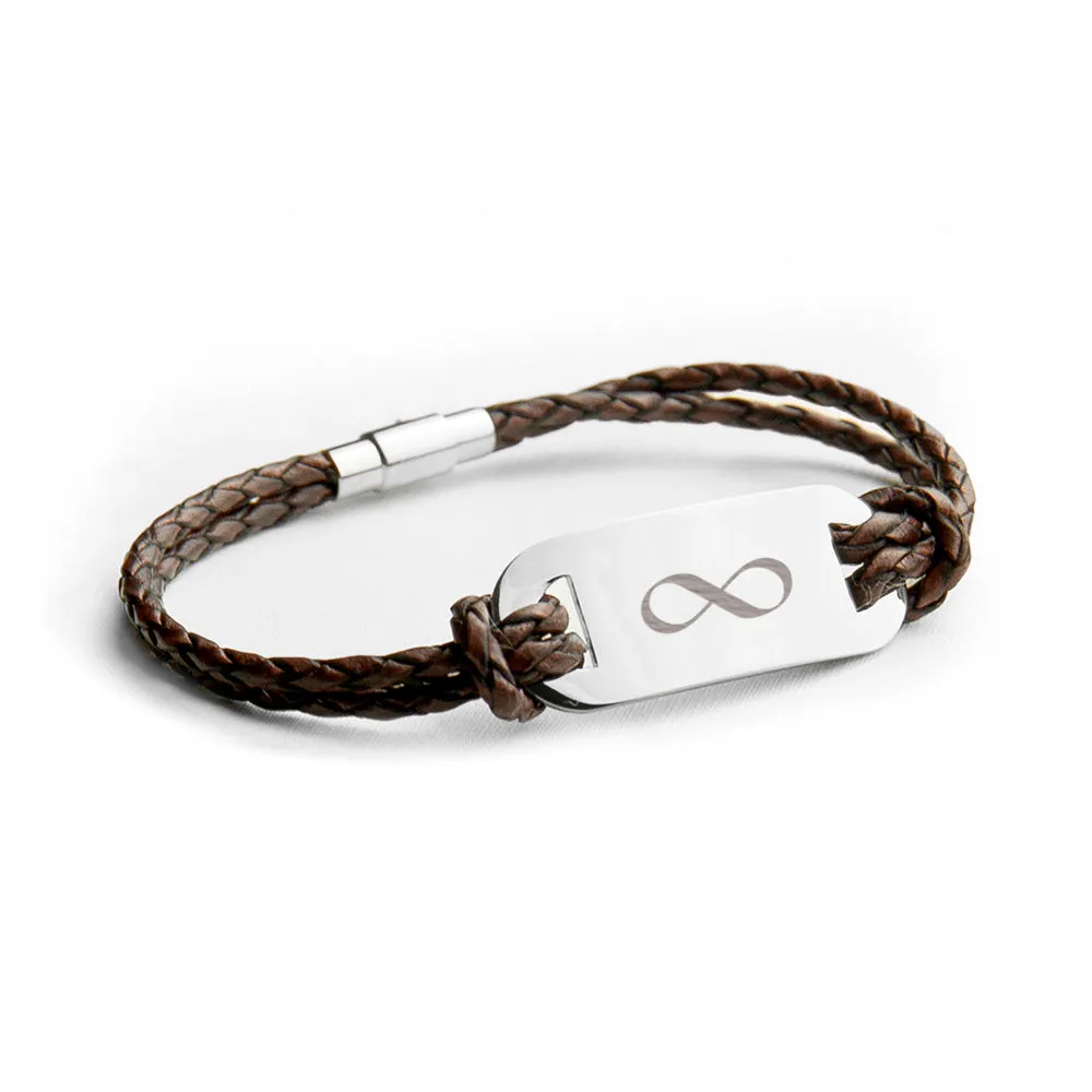 Personalised Men's Infinity Statement Leather Bracelet