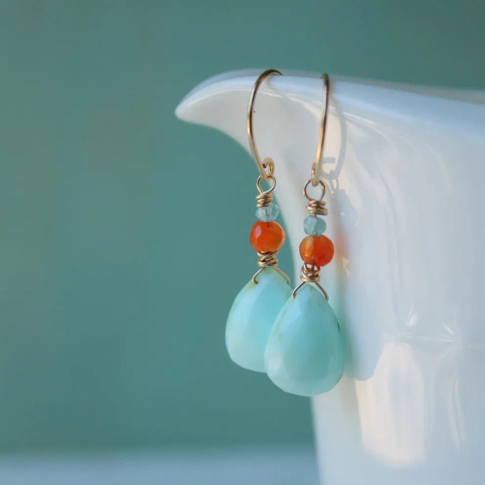 Peruvian Opal and Carnelian Gemstone Earrings as Seen on Jane the Virgin