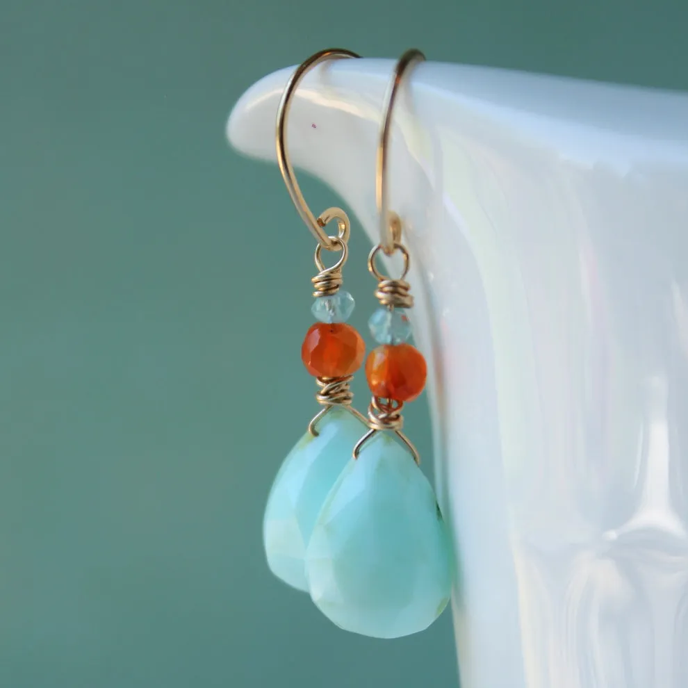 Peruvian Opal and Carnelian Gemstone Earrings as Seen on Jane the Virgin