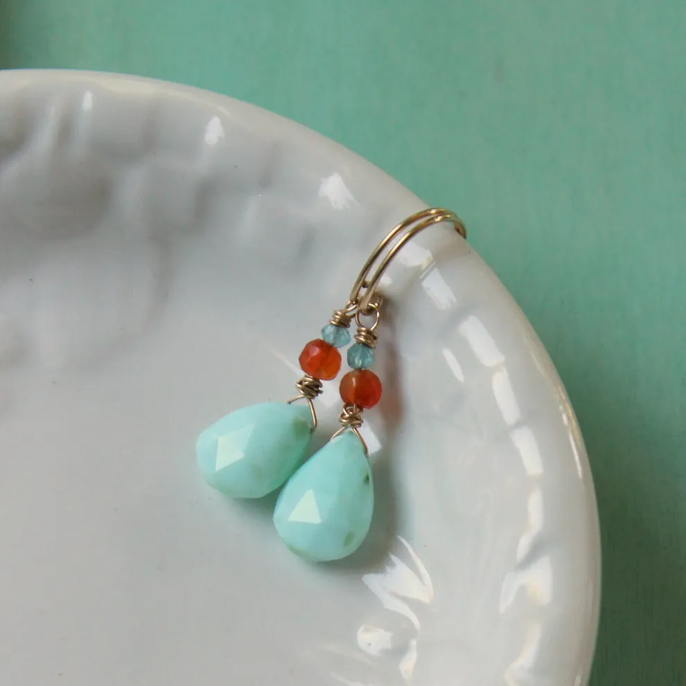 Peruvian Opal and Carnelian Gemstone Earrings as Seen on Jane the Virgin