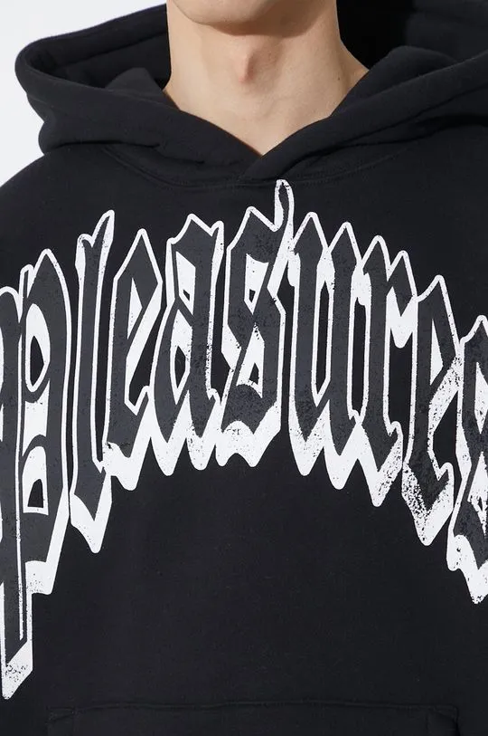 PLEASURES sweatshirt Twitch Hoodie men's black color hooded with a print P24SP027.BLACK