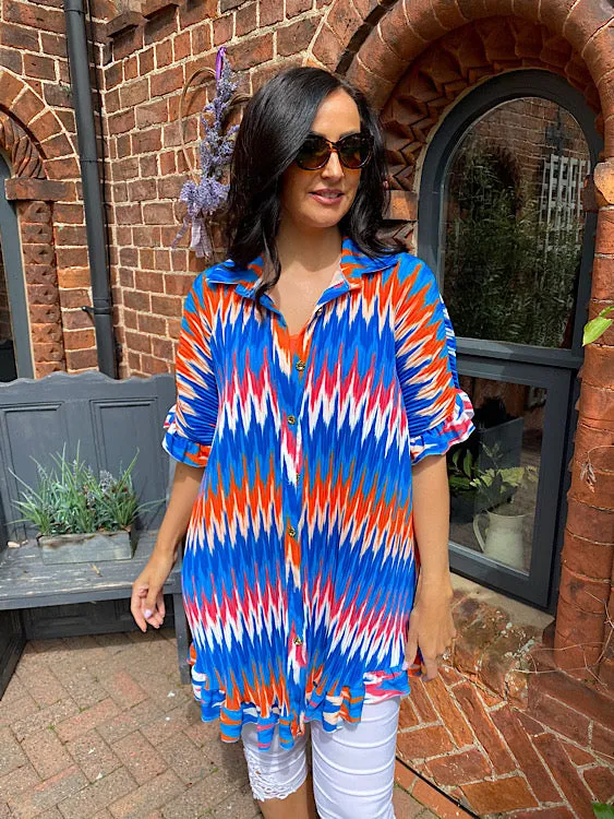 Pleated Zig Zag Print Tunic Katie