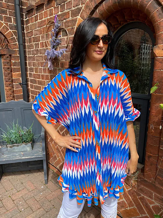 Pleated Zig Zag Print Tunic Katie