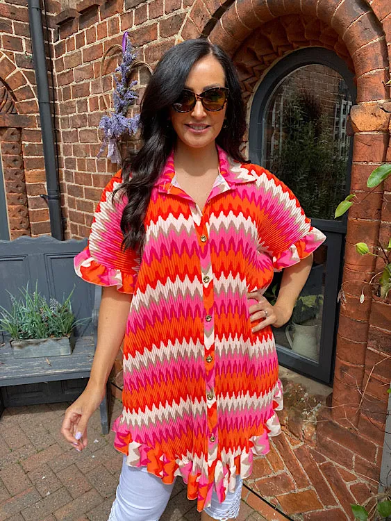 Pleated Zig Zag Print Tunic Katie