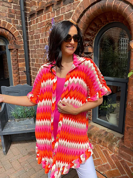 Pleated Zig Zag Print Tunic Katie