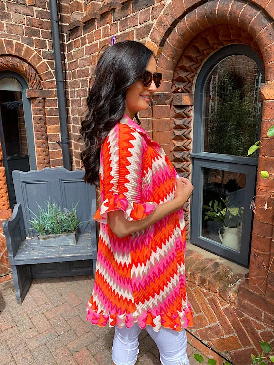 Pleated Zig Zag Print Tunic Katie