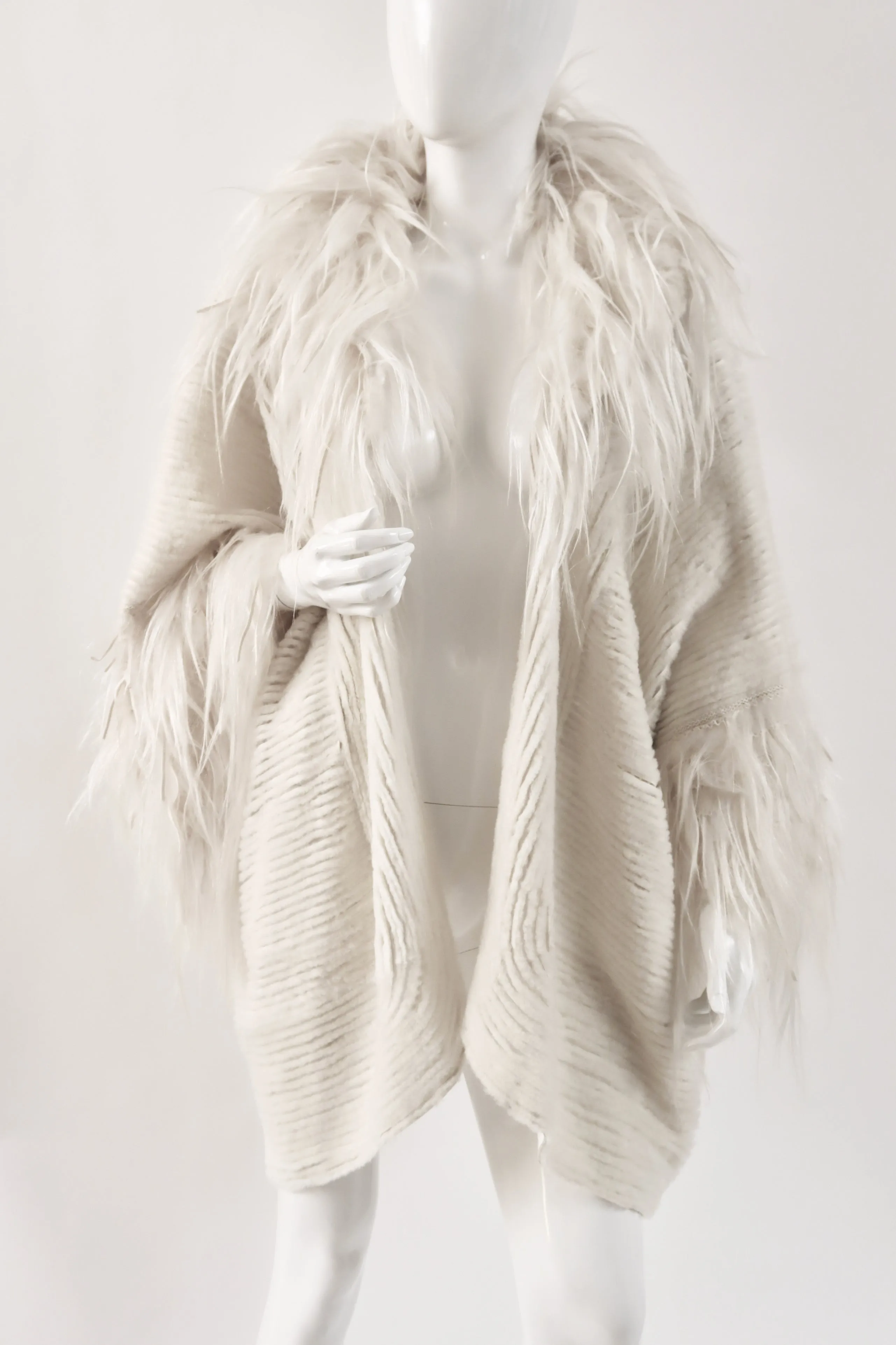 Rare FENDI Fur Leather & Crochet Coat